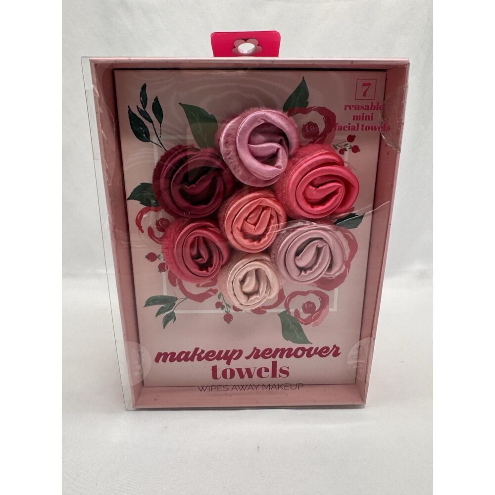 Reusable Rose Makeup Remover Towels Set of 7 Mini Facial Cloths Gift Box Beauty